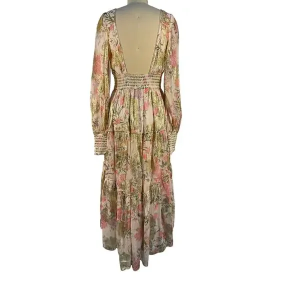 Hemant And Nandita Embellished Pink Pria Maxi Dress Size M - Picture 3 of 6